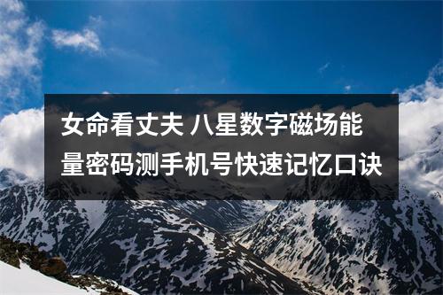 女命看丈夫 八星数字磁场能量密码测手机号快速记忆口诀