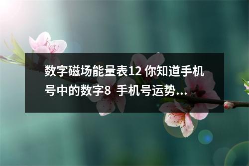 数字磁场能量表12 你知道手机号中的数字8  手机号运势网 老板最爱的数字组合你有吗？